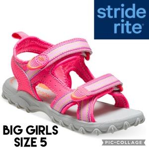 Stride Rite Girls Sandals Made 2 Play Snorkel Pink Hook Loop Water Play Size 5